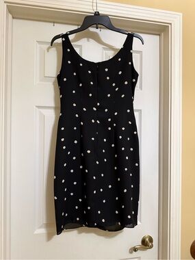 David Warren Petites Black Polka Dot Sleeveless Sheath Cocktail Dress